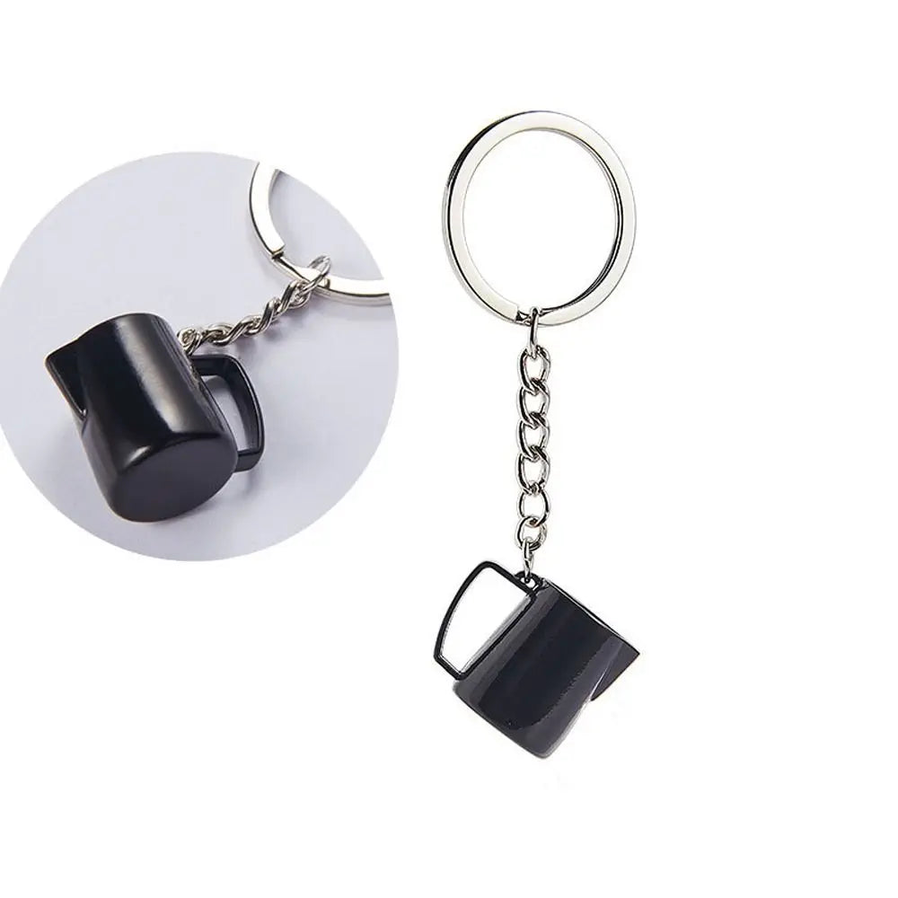 Zinc Alloy Niche Design Syphon Girl Gift Hanging Ornament Coffee Series Key Ring Bag Pendent Car Key Ring Coffee Pot Key Chain Zpaxo J