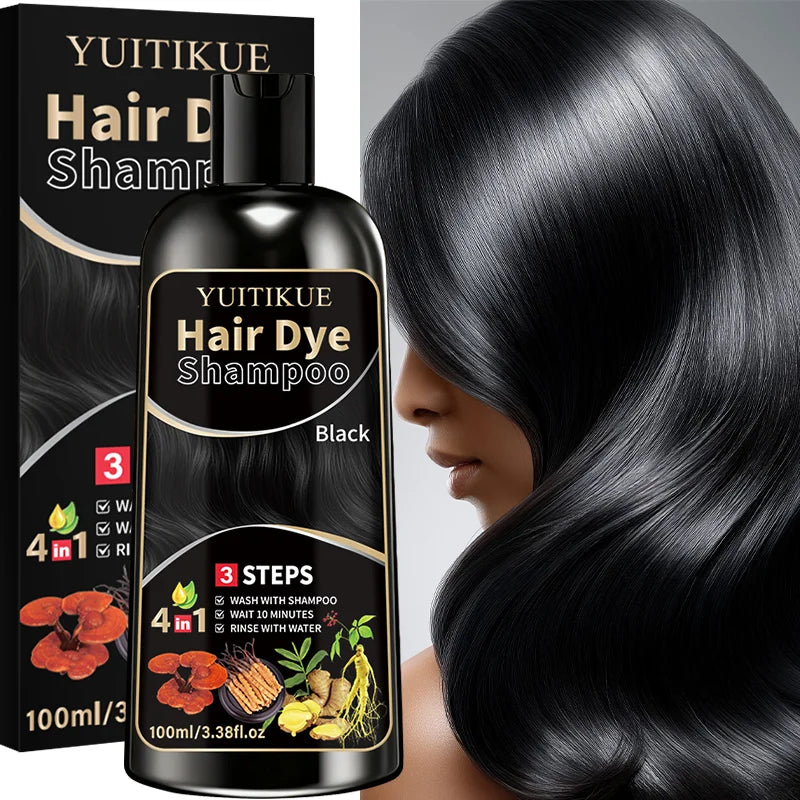 YUITIKUE Herbal Black Hair Dye Shampoo – Color & Cleanse Hair Dye Shampoo Zpaxo