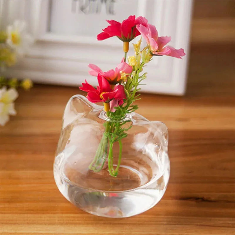 Glass Vase Hydroponic Flower Cat-shaped Miniature Landscape Plant