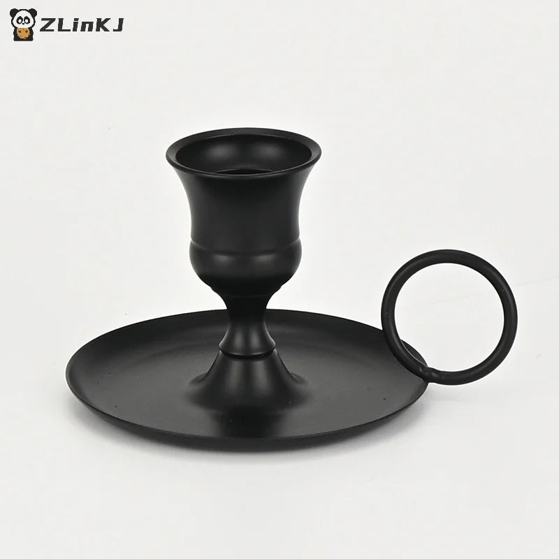 ▶Metal Candle Holder Desktop Candlestick Adornment Candle Holder With Handle Centerpiece Dining Table Wedding Festive Decoration Zpaxo