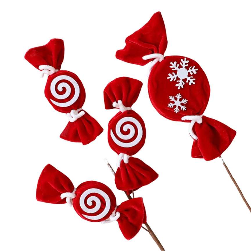 Fuzzy Red & White Candy Lollipop Christmas Tree Ornament
