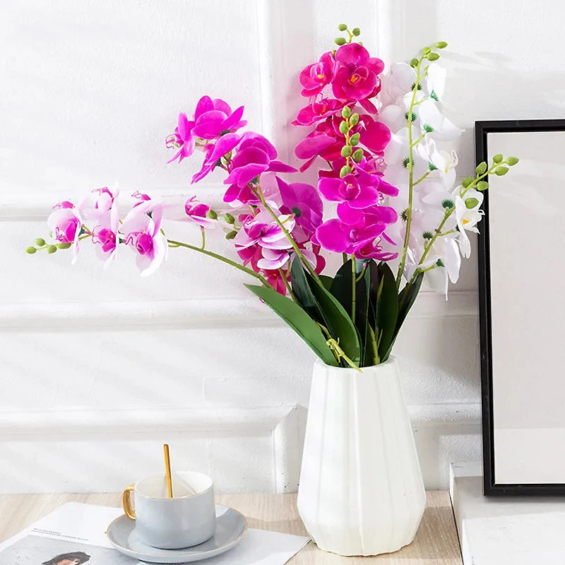 1 Artificial Silk Orchid Flowers Lifelike Real Touch Phalaenopsis