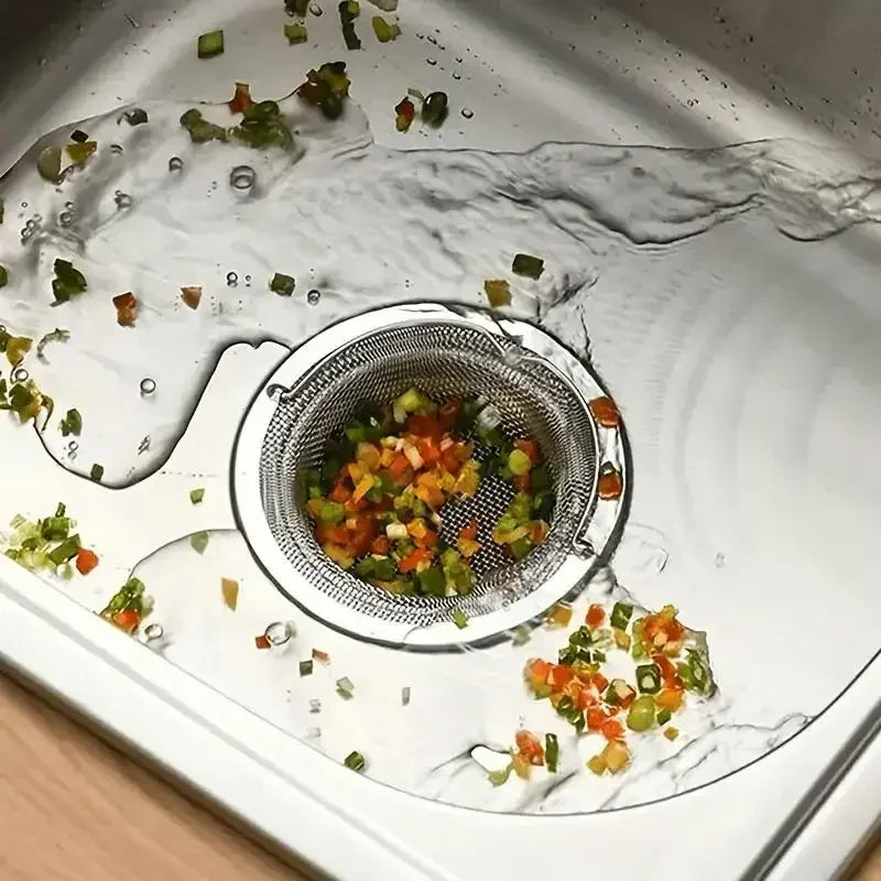 2/4PCS Stainless Steel Kitchen Sink Filter Kitchen Garbage Food Residue Dishsink Filter With Handle Metal Sink Strainer Zpaxo