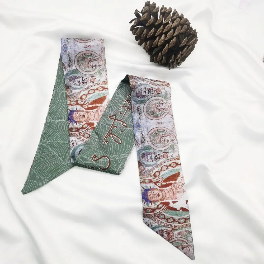 New Floral Headband Ribbon Oil Painting Headscarves Chinese Style Floral Scarf Zpaxo