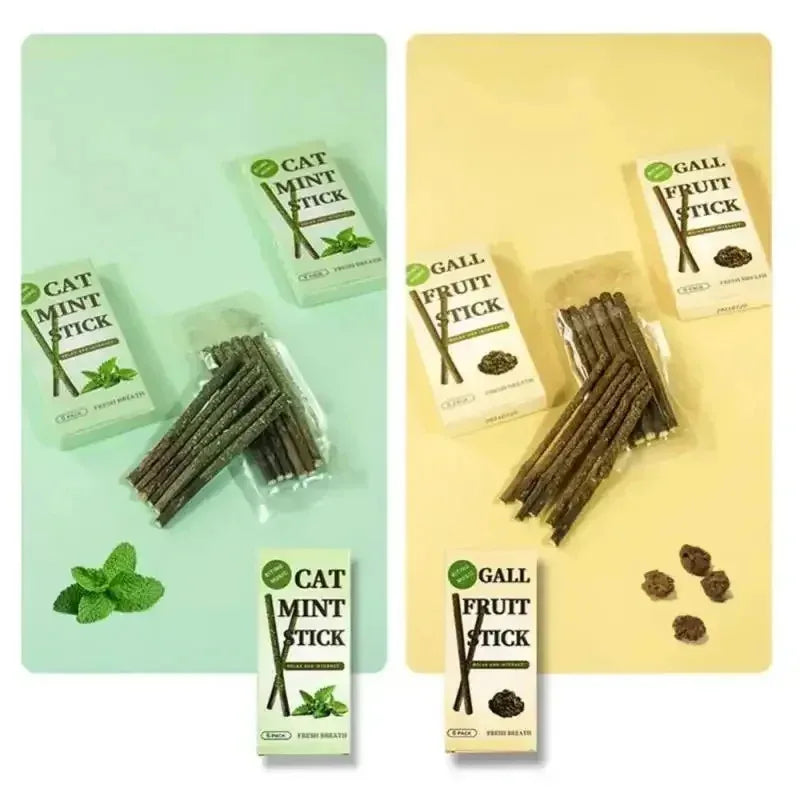 Natural Silvervine Catnip Chew Sticks – Cat Dental Toy 6-Pack