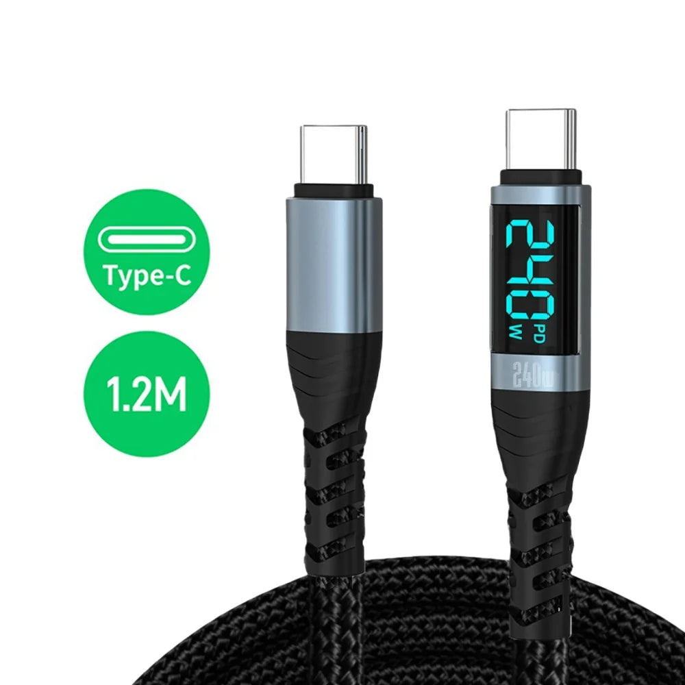 USB-C to USB-C Cable 240W 6A Fast Charging & 480Mbps Data USB-C Charging Cable Zpaxo 1.2m Cable