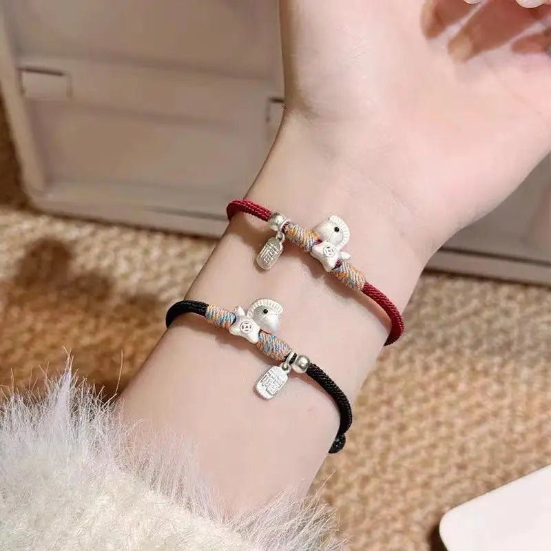 Festive Red Woven Rope Bracelet 2026 Horse Year Charm Women S Jewelry Zpaxo