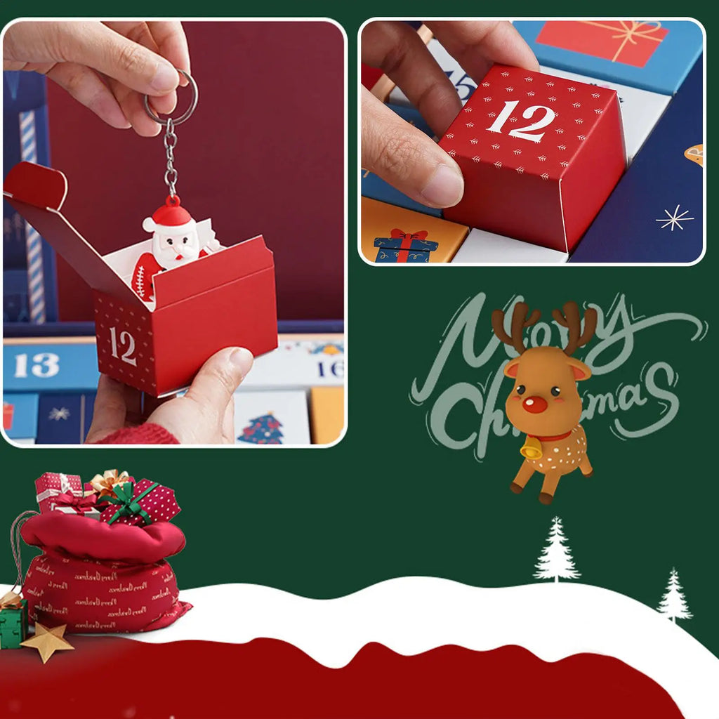 Christmas Countdown Calendar Box 24 Days Advent Snack Container Multi