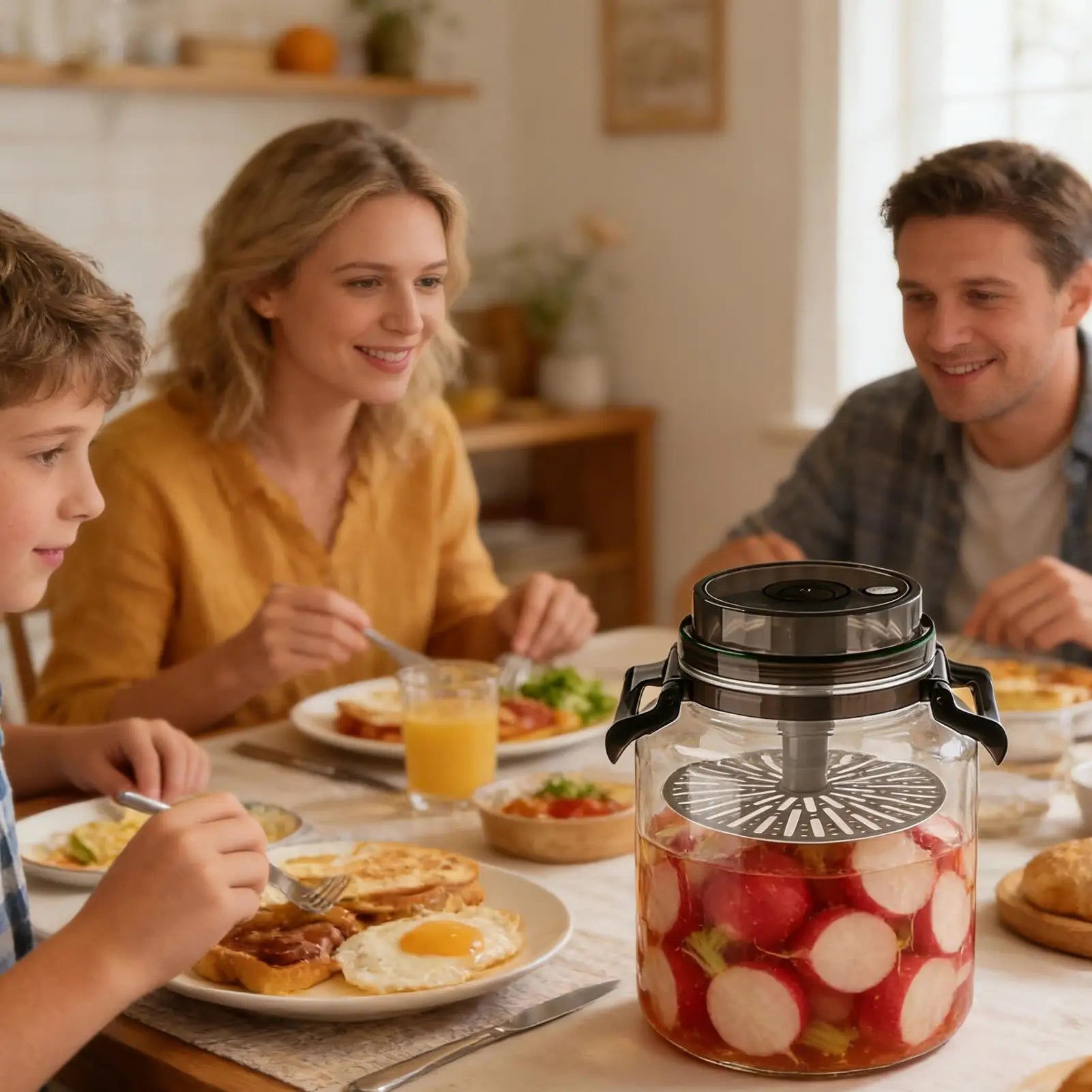 Pickle Jar Airtight Round Storage Canister Handle Fermentation
