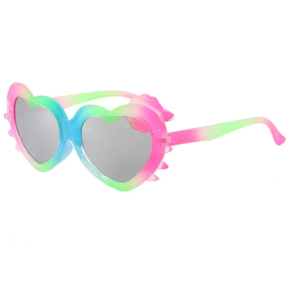 Fashion UV400 Kids Sunglasses Heart Shape Outdoor Gradient Sunglasses Colorful Travel Goggle Toddler Zpaxo Rose Red