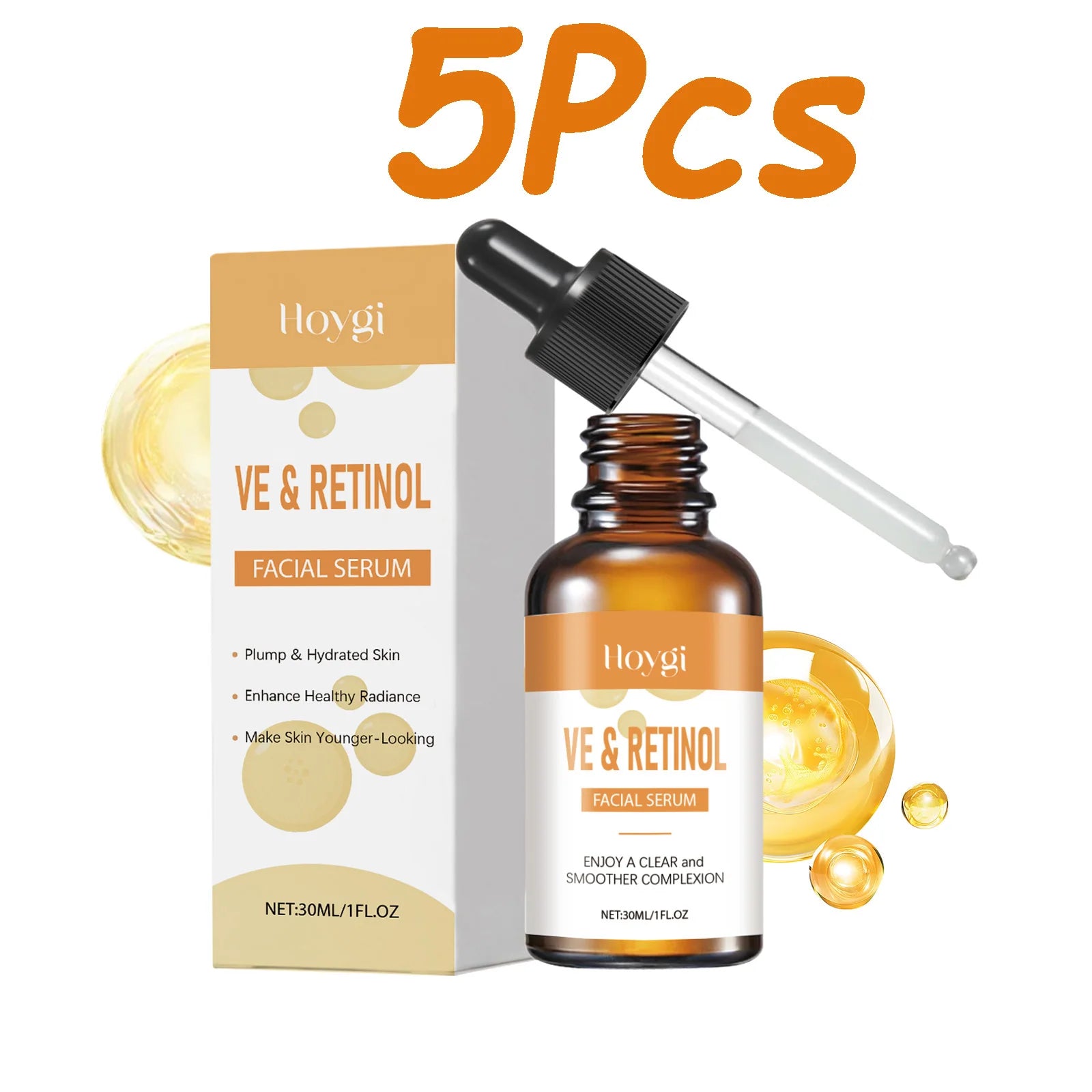 Hoygi Retinol & Vitamin E Face Serum – Anti-Aging Brightening Retinol Face Serum Zpaxo 5 x 30ml Boxed