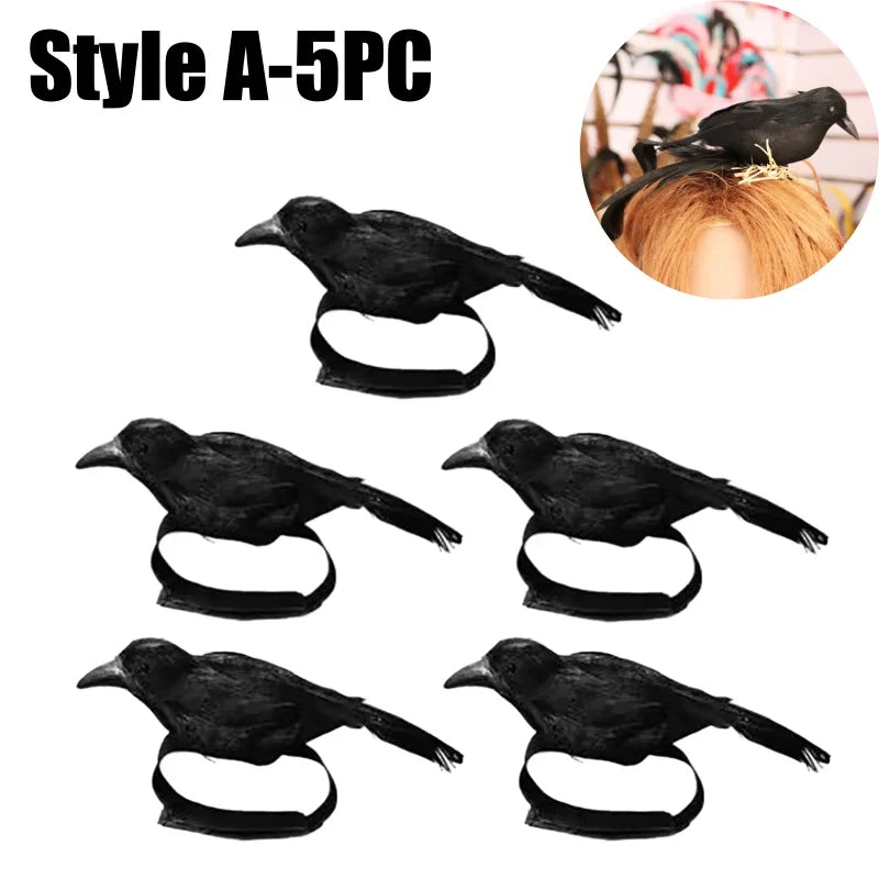 Halloween Exaggerated Forest Crow Headband Creative Feather Black