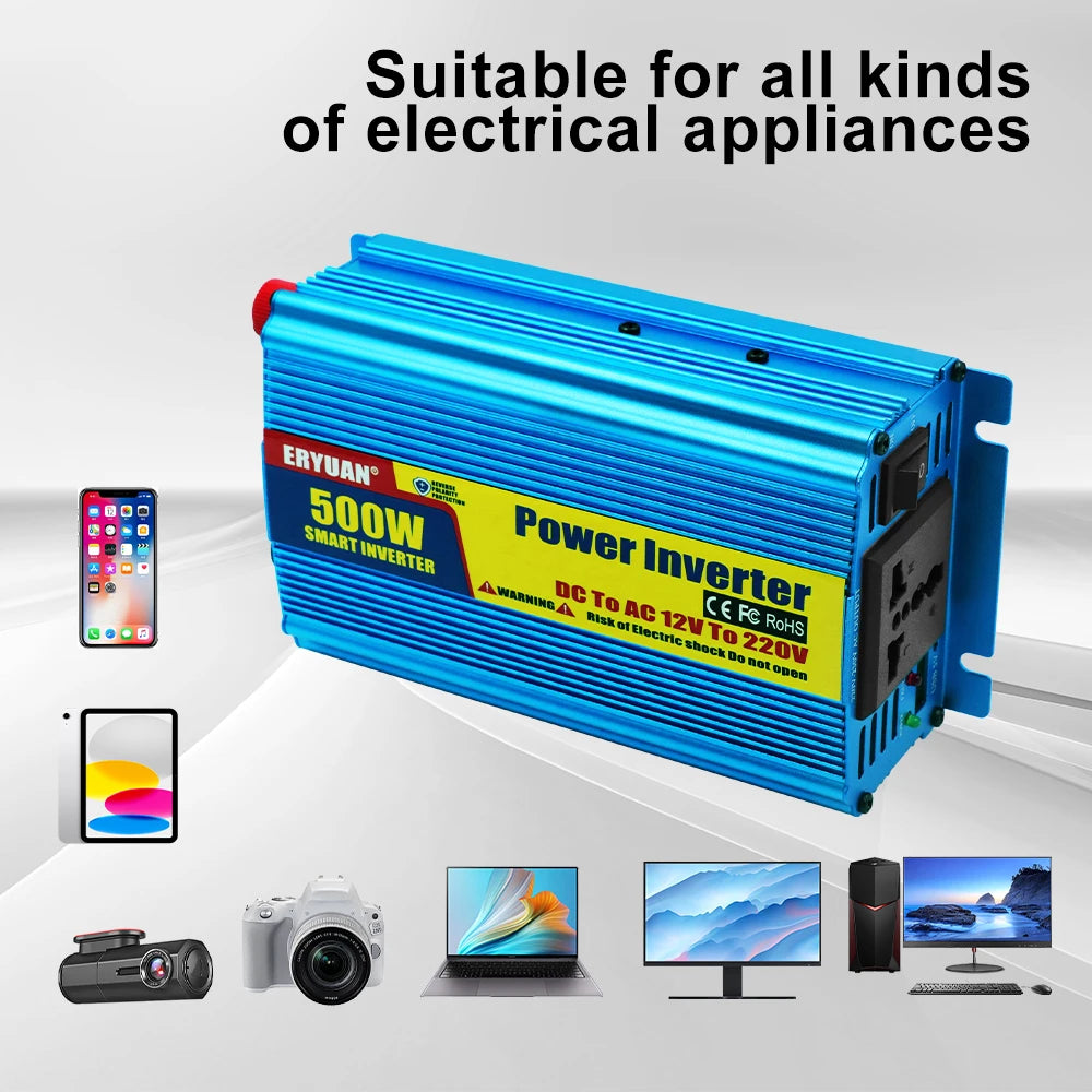 DC 12V AC 220V 500W Car Power Inverter Auto Supply Battery Converter