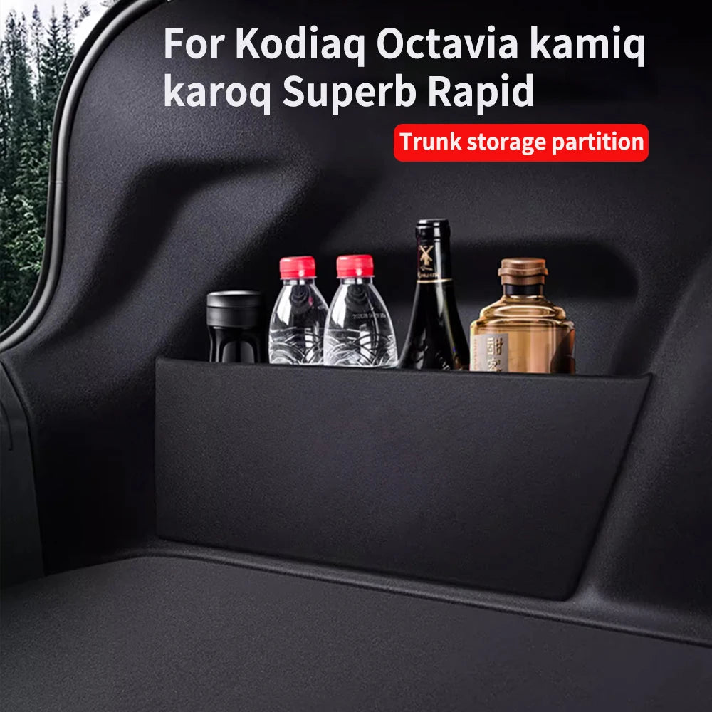 Suitable For SKODA Kodiaq Octavia Kamiq Karoq Superb Rapid Leling Trunk Partition Interior Decoration Storage and Storage Box Zpaxo