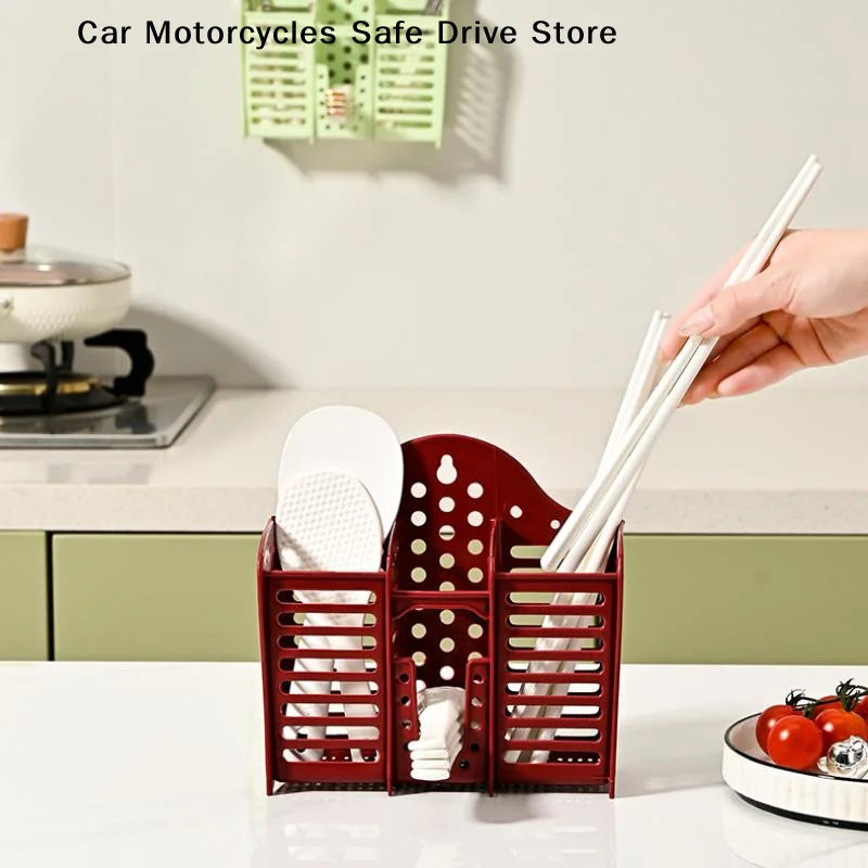 Multifunctional 3 Slot Plastic Chopstick Cage Hollow Drain Utensil