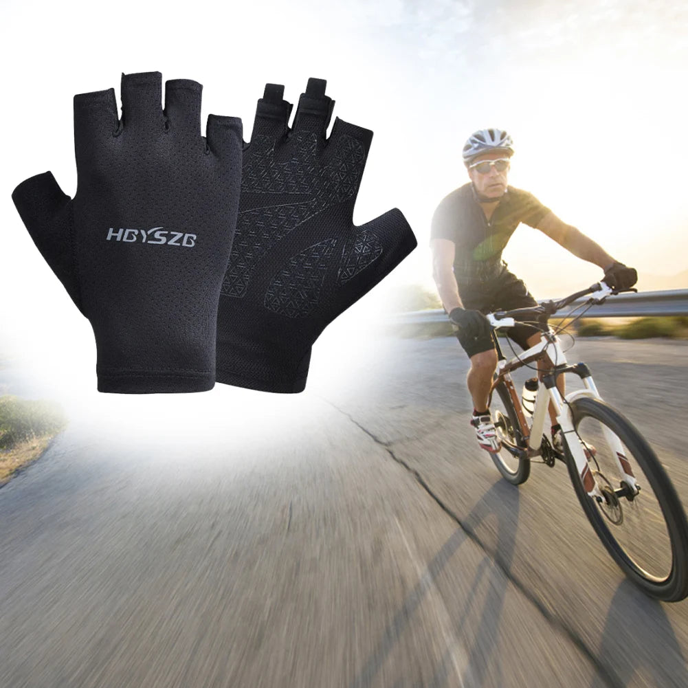 Half Finger Gloves Breathable Bike Riding Gloves Reflective Bike Protection Gloves Bicycle Hiking Gloves for Outdoor Sports Zpaxo