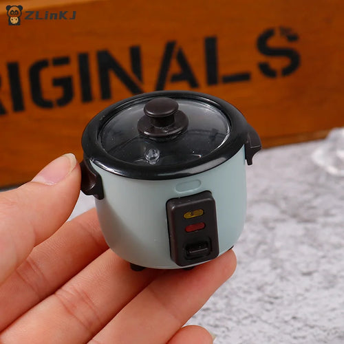 ▶1/12 Mini Rice Cooker Model With Rice Spoon Dollhouse Miniature Kitchen Appliances For Dollhouse Food Accessories Toy Zpaxo