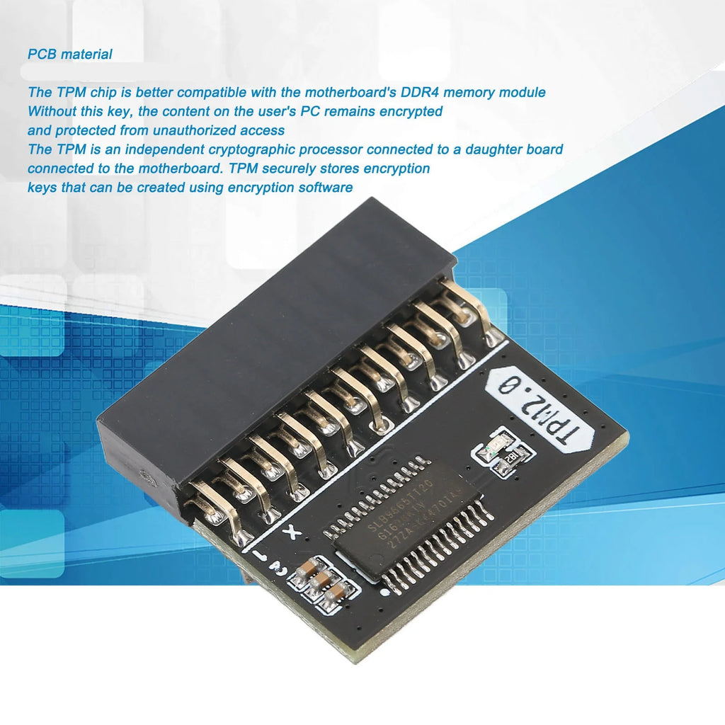 TPM 2.0 Encryption Security Module Computer Accessories 20Pin Standalone Crypto Processor TPM 2.0 Module for Win11/Gigabyte/ASUS Zpaxo