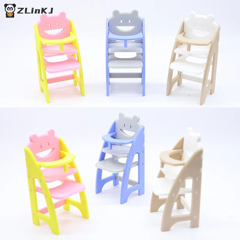 ▶1Pc Miniature Simulation Baby Dining Chair Model For 1/12 scale Dollhouse Living Furniture Decoration Children Pretend Play Toy Zpaxo