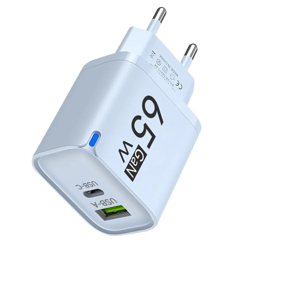 65W GaN USB-C Fast Charger – US/EU/UK Plug | PD Quick Charge USB-C Wall Charger Zpaxo