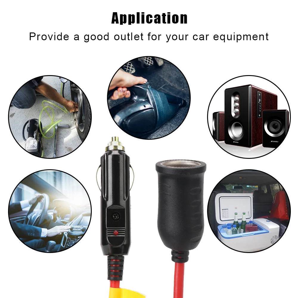 Auto Charger Cable 15A Fuse Female Socket Plug 12V 24V Car C-igarette