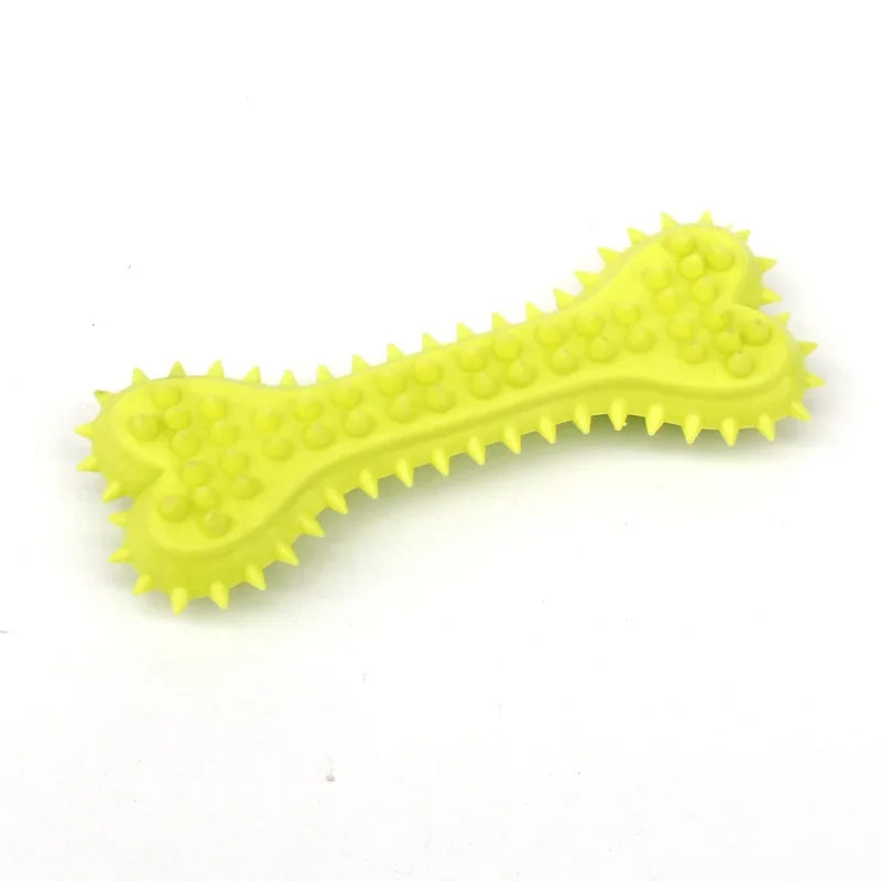 1PC Pet Chew Toy Soft Rubber Bite-resistance Bone Shape Teeth Grinding Chewing Toys for Small Dogs Training Pet Supplies Zpaxo Yellow