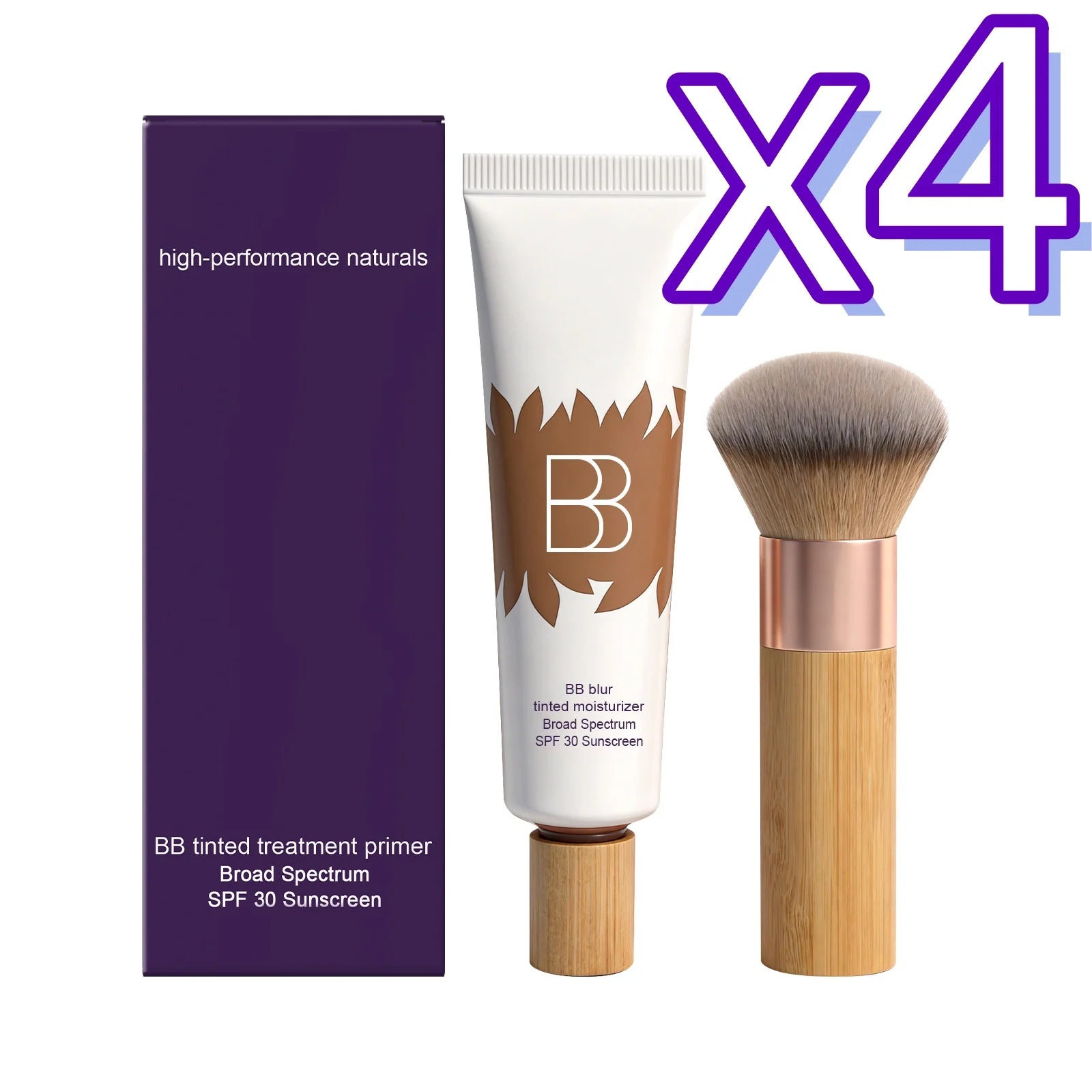 Sunscreen BB Cream Kit – UV Protection, Oil Control & Coverage BB Cream Foundation Zpaxo 1set Boxed x4