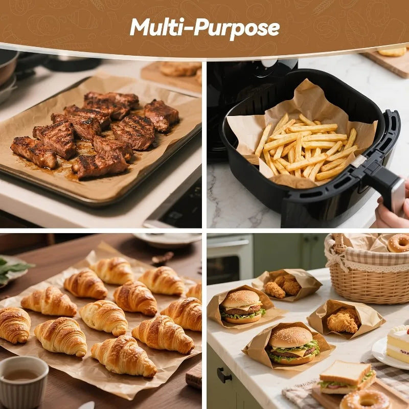 50 Pre-cut Parchment Paper Sheets 3 Multi-size Non-stick Baking