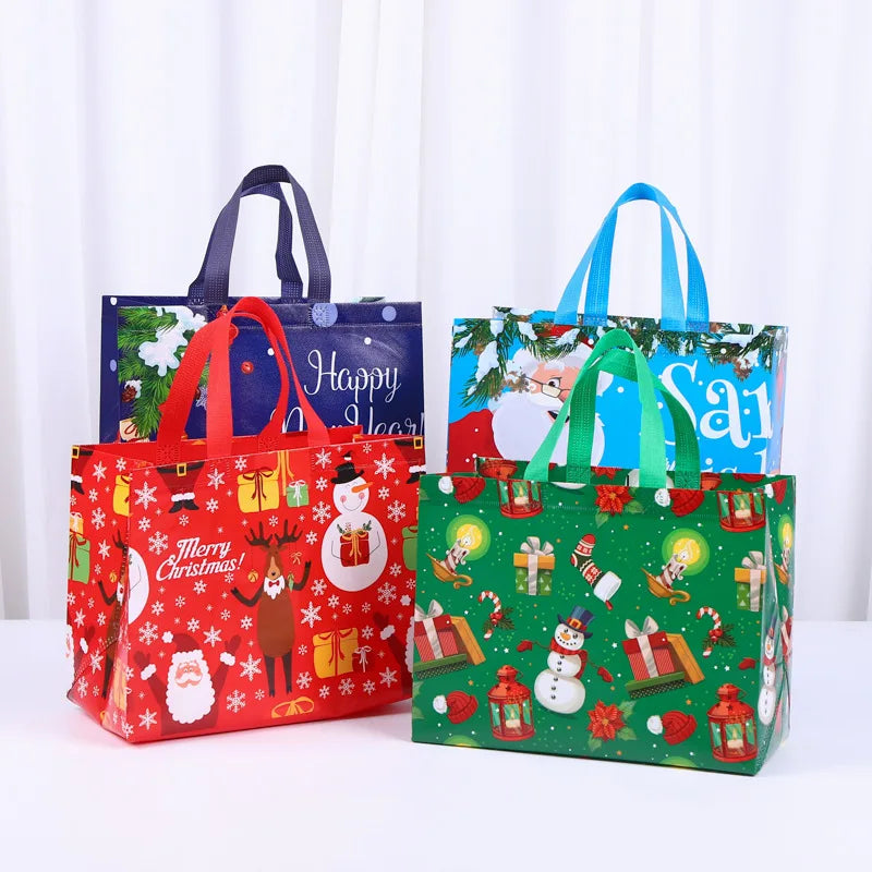 Christmas Gift Tote Bags – Santa, Elk & Snowflake Non-Woven