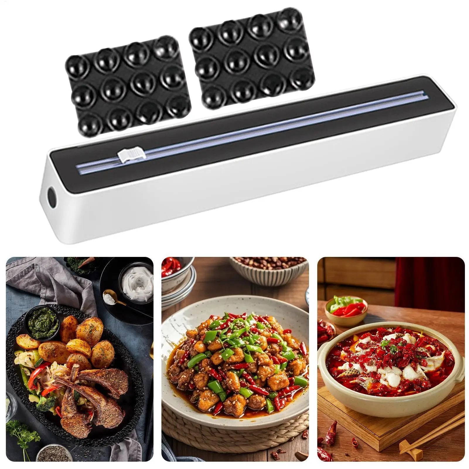 Food Wrap Dispenser Cutter Sturdy Suction Cup Base Aluminum Foil
