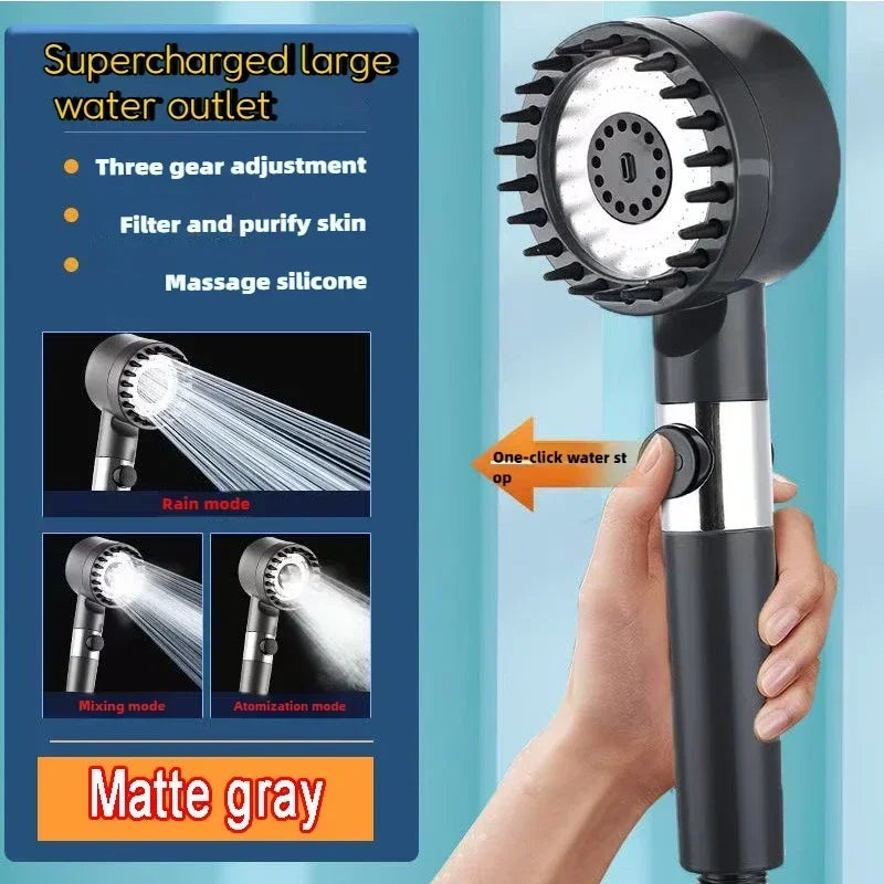 Suitable for Multi Size Shower Faucet Complete Bathroom and Shower Cleaning Pressure Shower Set Bathroom Accessory Cleaning Tool Zpaxo matte shower head