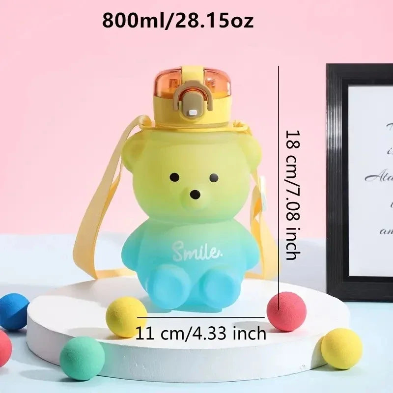 Bear Gradient Cute Water Cup Summer High-value Girl Plastic Portable