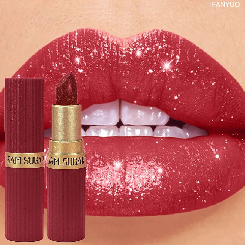 Diamond Shiny Velvet Matte Lipstick Glitter Shimmer Pearlescent Sexy