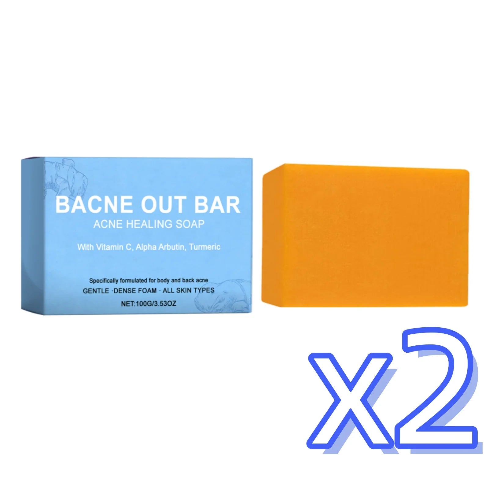 Turmeric Cleansing Soap – Body Acne, Odor & Deep Clean Bar Cleansing Bar Soap Zpaxo 100g Boxed x 2pcs