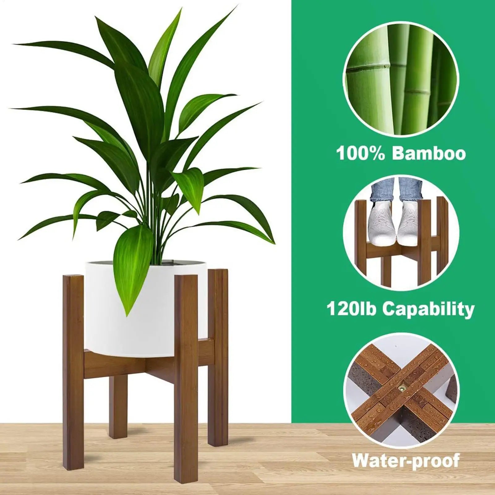 Corner Plant Stand Adjustable Width Wood Holder Rack Flower Living