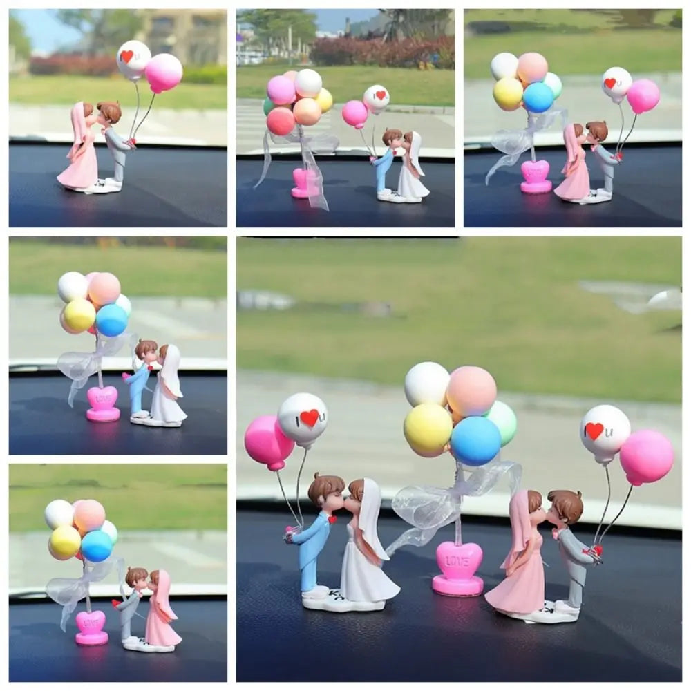 Get Married Car Ornaments Wedding Dress Resin Cartoon Couples Model Zpaxo