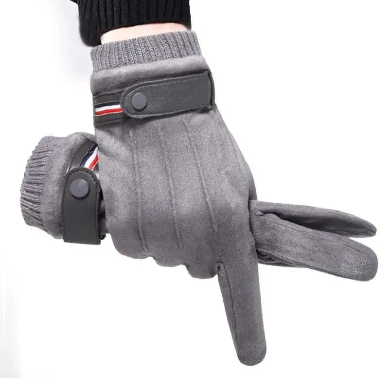 Winter Warm Suede Outdoor Military Finger Gloves Thickened Driving Buckle Ski Male Touch-Screen Mittens Women And Men Zpaxo