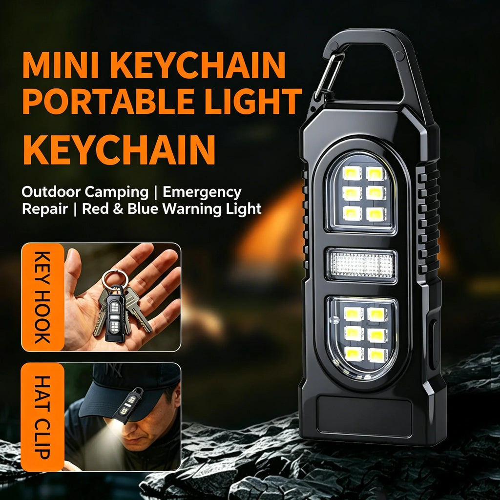 Mini COB LED Keychain Flashlight – USB-C Rechargeable, IPX4