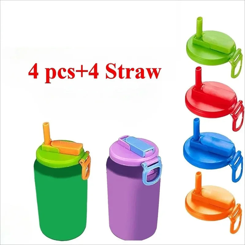 1/2/4PCS Creative Soda Can Cover Sealed Silicone Straw Beverage Can Cover Cup Suitable For Canned Beverage Reusable Tank Cover Zpaxo 4PCS With straw B