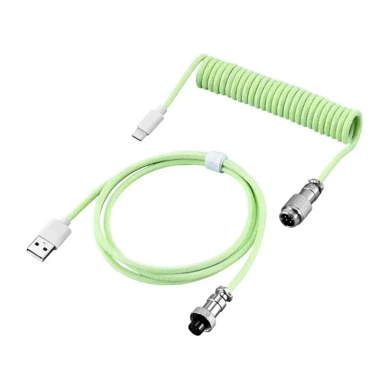Y1UB Retractable Coiled USB C Keyboard Cable Reinforced Connectors Zpaxo Green CN
