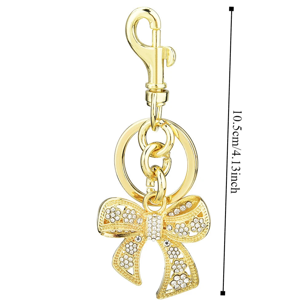 Alloy Rhinestone Bowknot Keychains Phone Chain Jewelry Sparkling Bow Bag Charm Ins Backpack Hanging Bow Car Keyrings Zpaxo