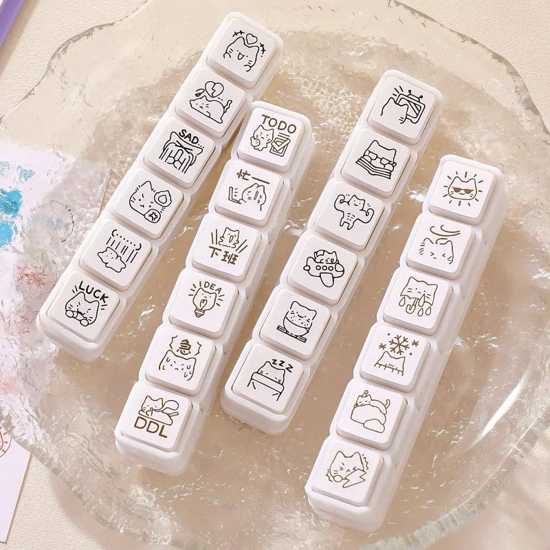 Cute Cat Emoji Stamp Daily Life Work Good Mood Series Cartoon Mini
