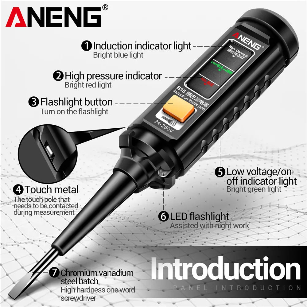 ANENG B15 24-250V Highlight Indicator Light Screwdriver Tester Pen Zpaxo