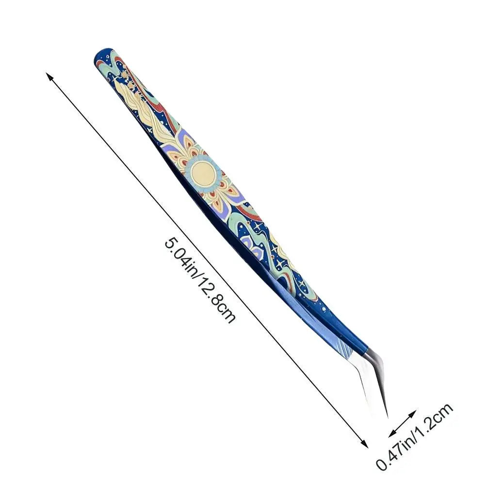 Metal Curved Stickers Tweezers Precision Anti-static Lashes Extension Zpaxo