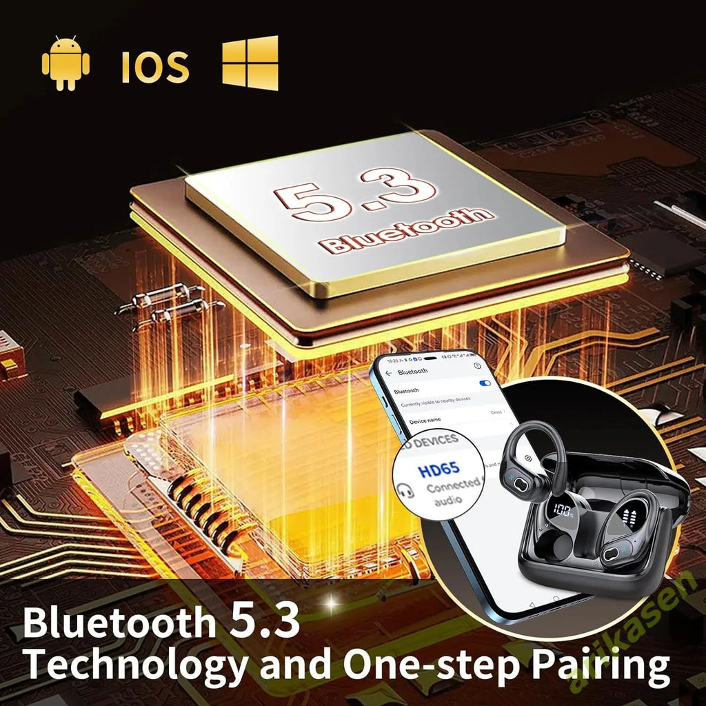 Bluetooth 5 3 Headphones 2024 Wireless Earbuds 75hrs Sport Earphone