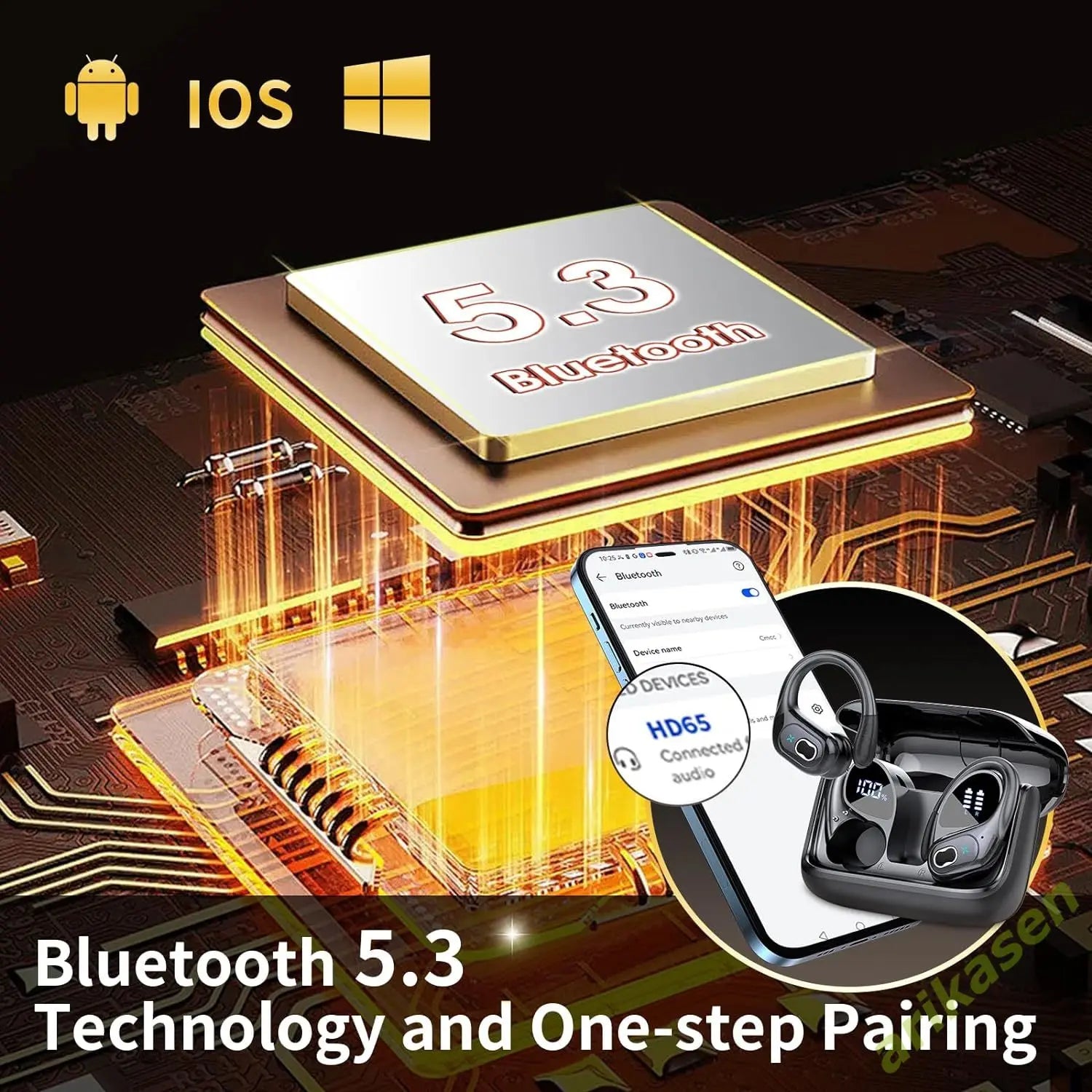 Bluetooth 5 3 Headphones 2024 Wireless Earbuds 75hrs Sport Earphone
