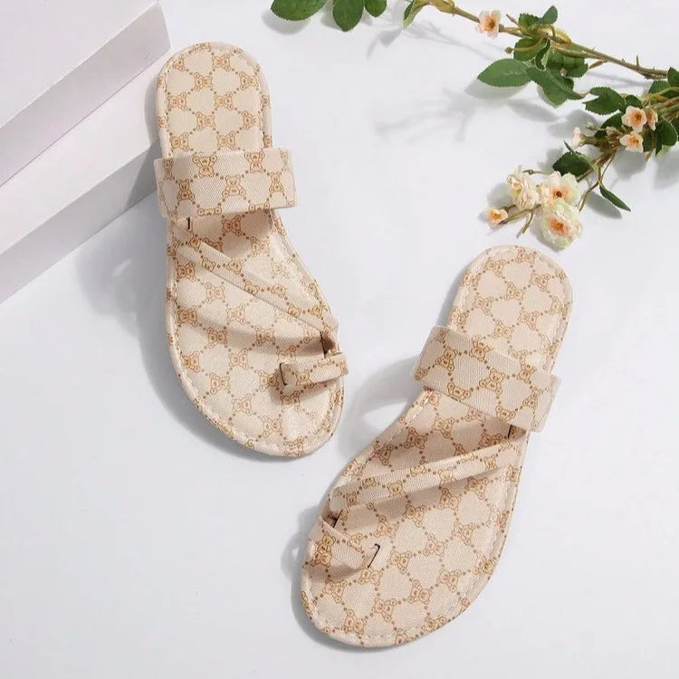Slippers Women Lightweight Peep Toe Sandals Ladies Casual Beach Flat Zpaxo Beige 36