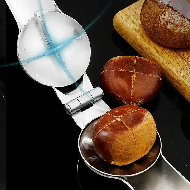 Stainless Steel Chestnut Opener & Nut Cracker – Cross Blade Nut Cracker Tool Zpaxo