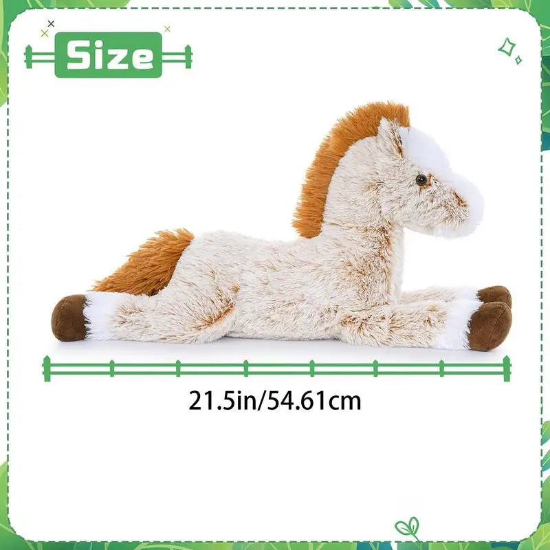 Stuffed Horse Plush Toy Realistic Horse Toy Huggable Cute 21inch Pillow Collectors Display Educational Adorable For Kids Girls Zpaxo