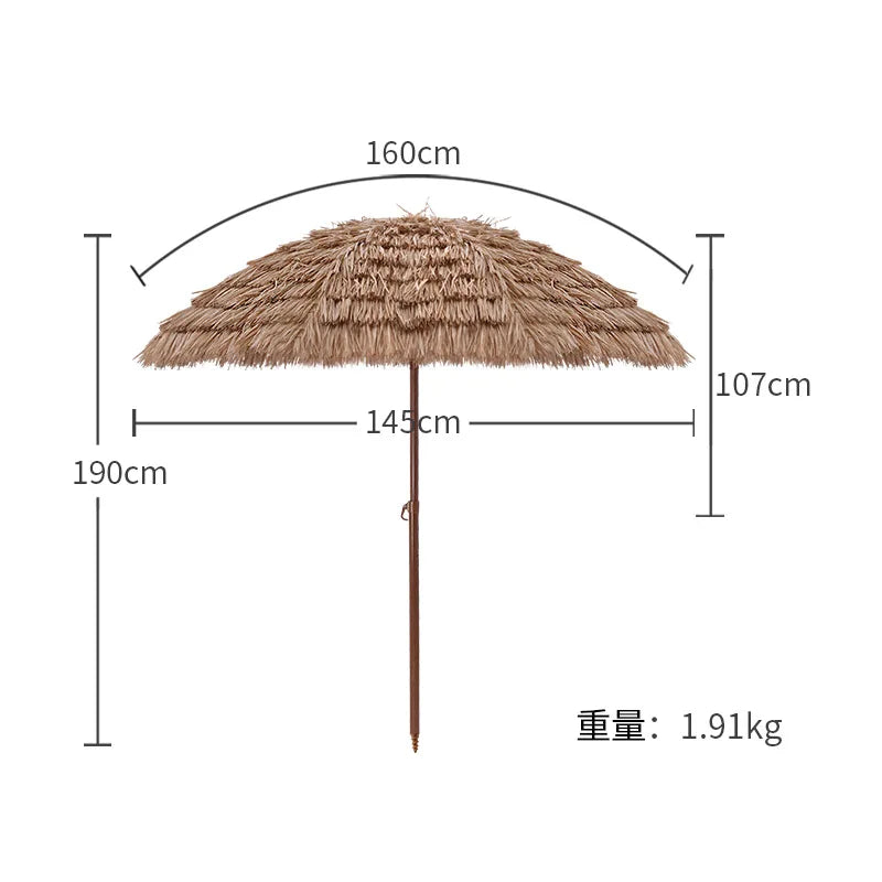 63inch Thatched Garden Umbrella with Tripod Base Beach Umbrella Outdoor Tiki Patio Umbrella for Garden, Lawn, Deck, Backyar Zpaxo
